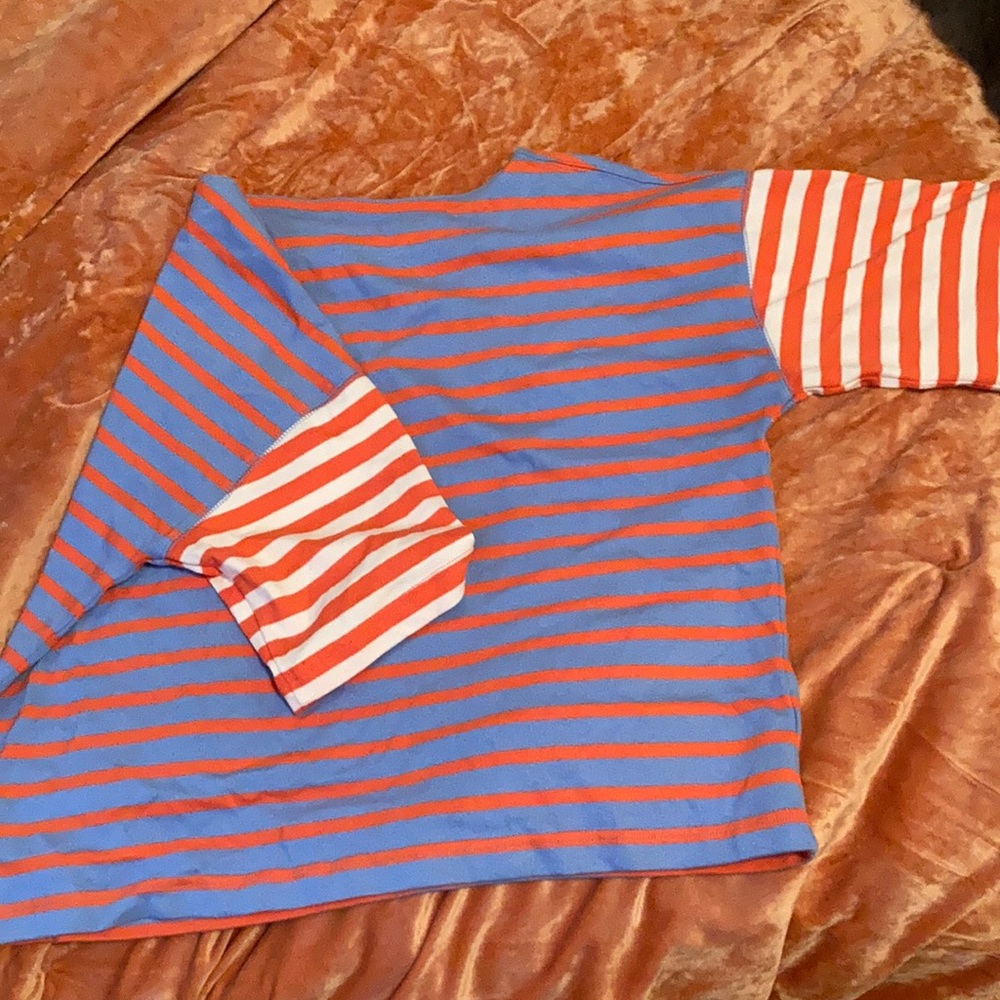 Gap baggy crop top striped shirt